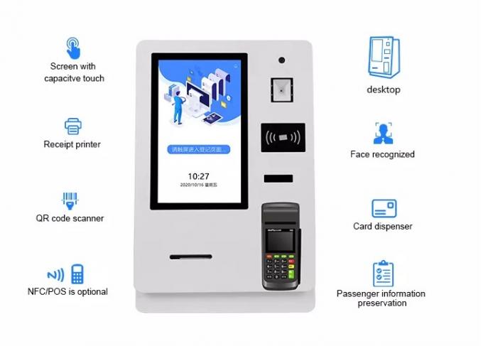 15.6 Inch Automatic Smart hotel check in kiosk With Card Dispenser ...