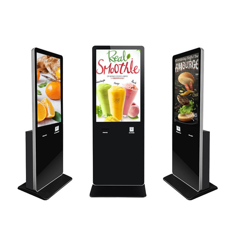 43 Inch Touch Screen Kiosk Vertical Digital Signage Display With Ticket Printer